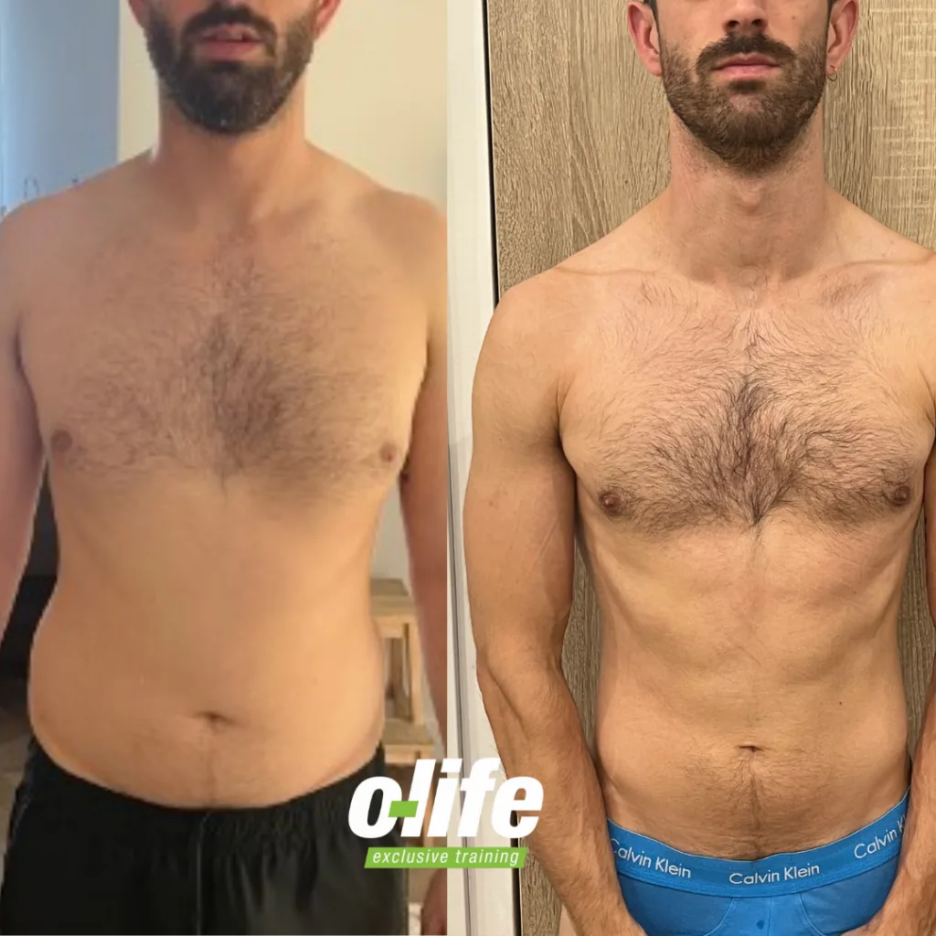 Resultado de recomposición corporal - Cliente de entrenamiento personal online O-Life